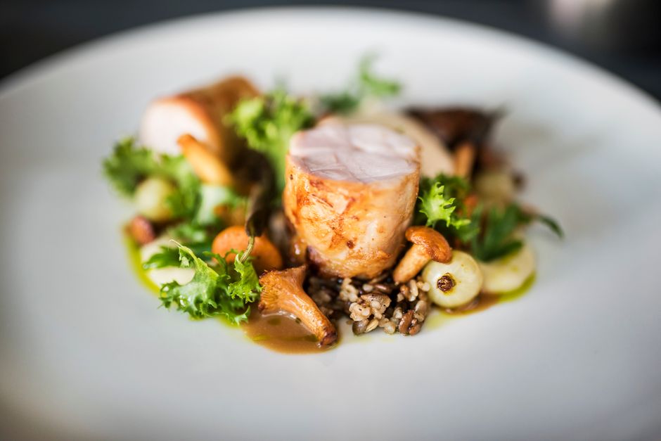 Elegant plated dinner presentation